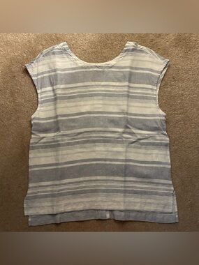 Cynthia Rowley Light Blue and White Striped Sleeveless Linen Top size small